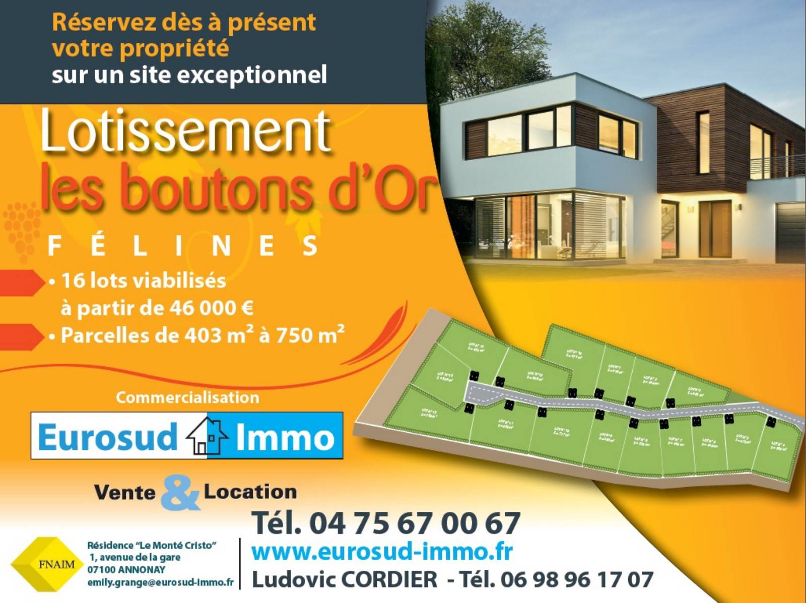 plan du lotissement à Félines